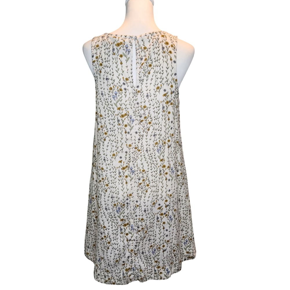 Rachel Zoe Shift Dress Cream Floral 100% Linen Sleeveless Garden Party Small - Picture 5 of 7